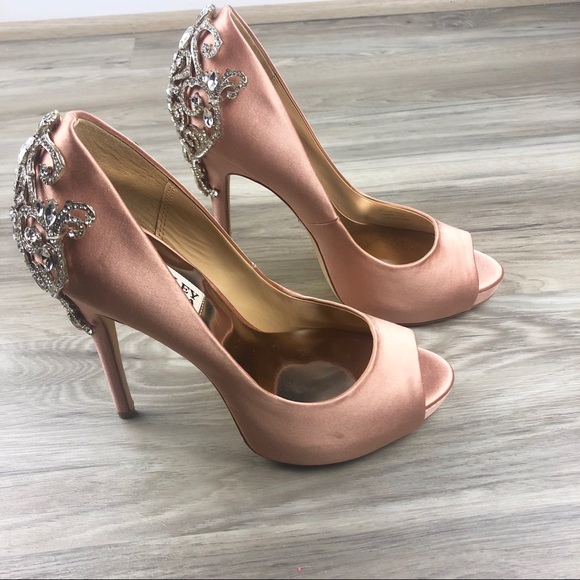 Badgley Mischka Shoes - Badgley Mischka NWOT Embellished Satin Heels